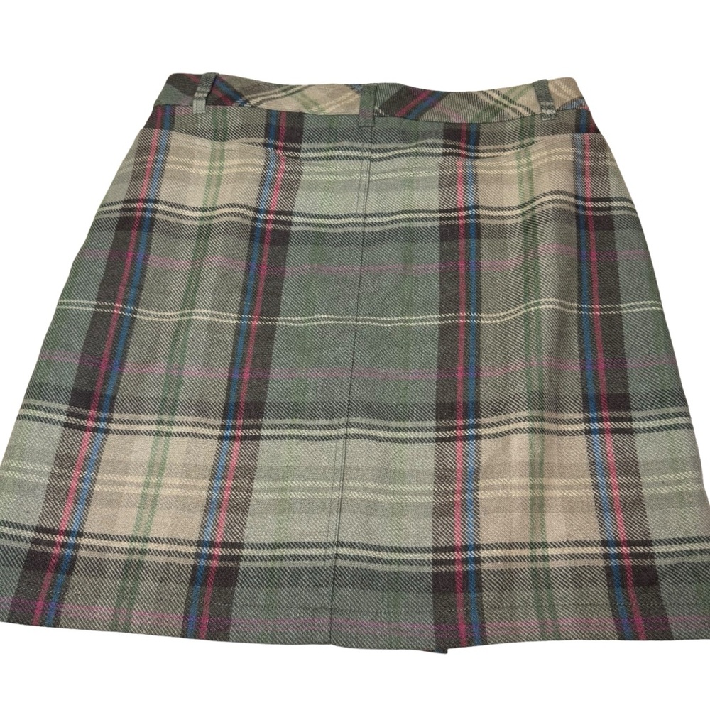 Liz Claiborne Skirt Women Sz 14 Plaid Knee Length Lined Wrap Wool Preppy - Picture 2 of 4